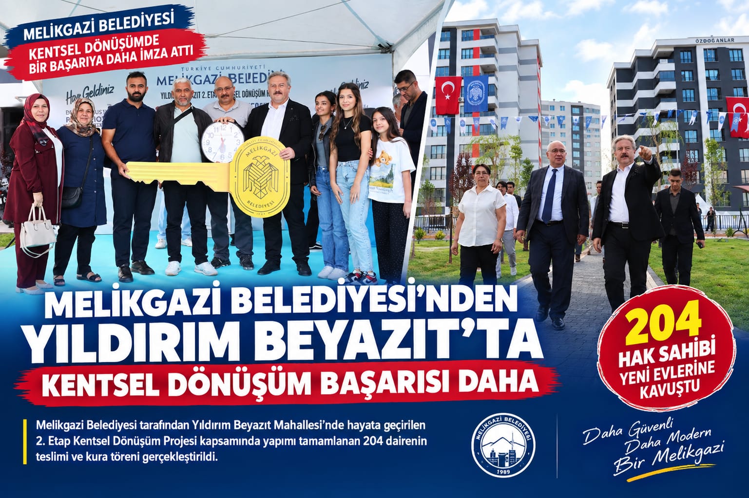 MELİKGAZİ’DE 204 HAK SAHİBİ YENİ EVLERİNE KAVUŞTU