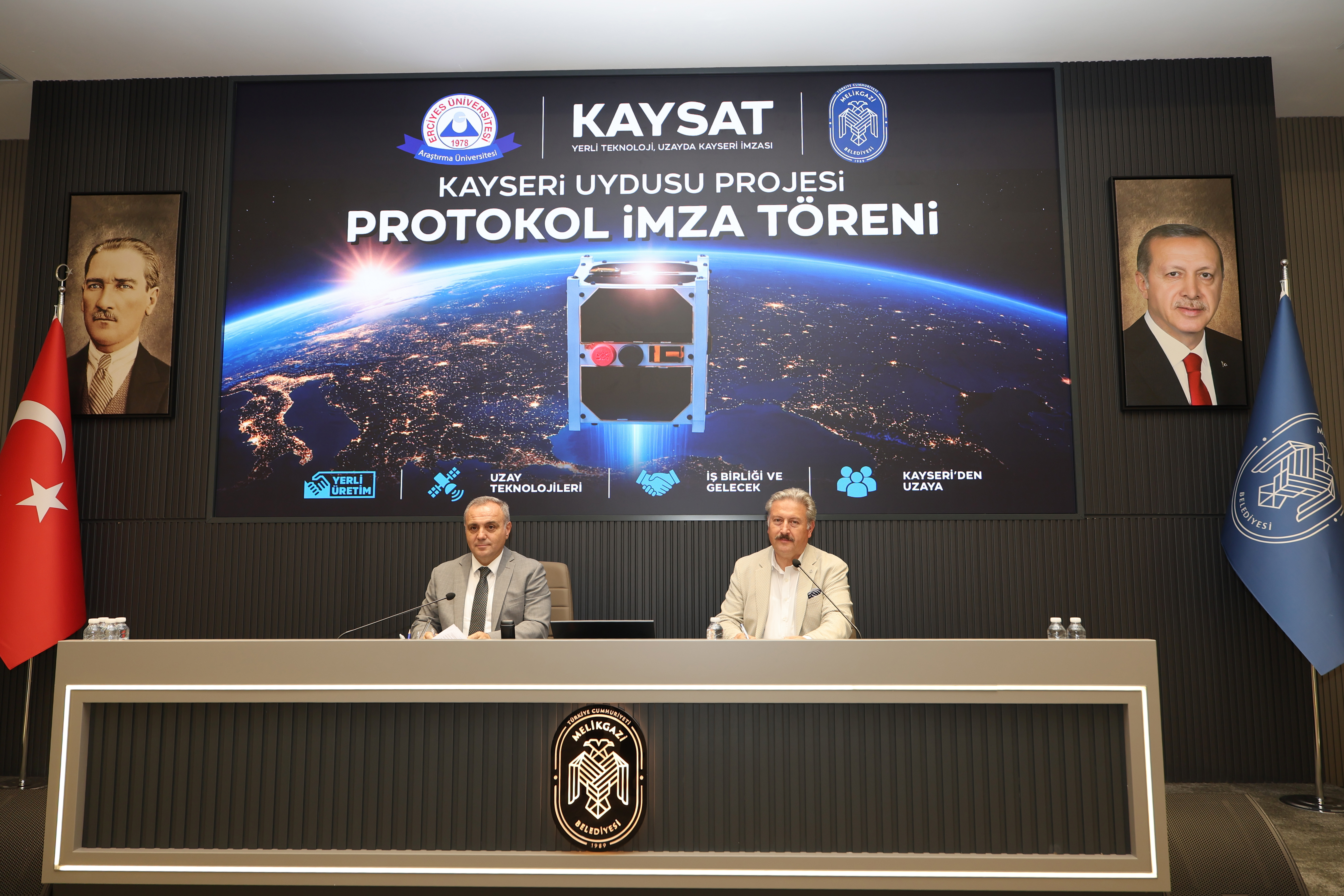 YERLİ VE MİLLİ İLK METEOROLOJİ UYDUSU KAY-SAT İÇİN MELİKGAZİ BELEDİYESİ’NDE İŞ BİRLİĞİ PROTOKOLÜ İMZALANDI