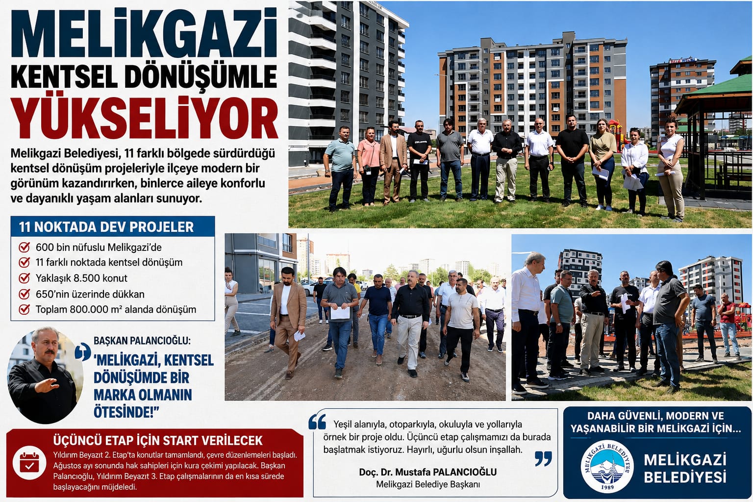 MELİKGAZİ KENTSEL DÖNÜŞÜMLE YÜKSELİYOR