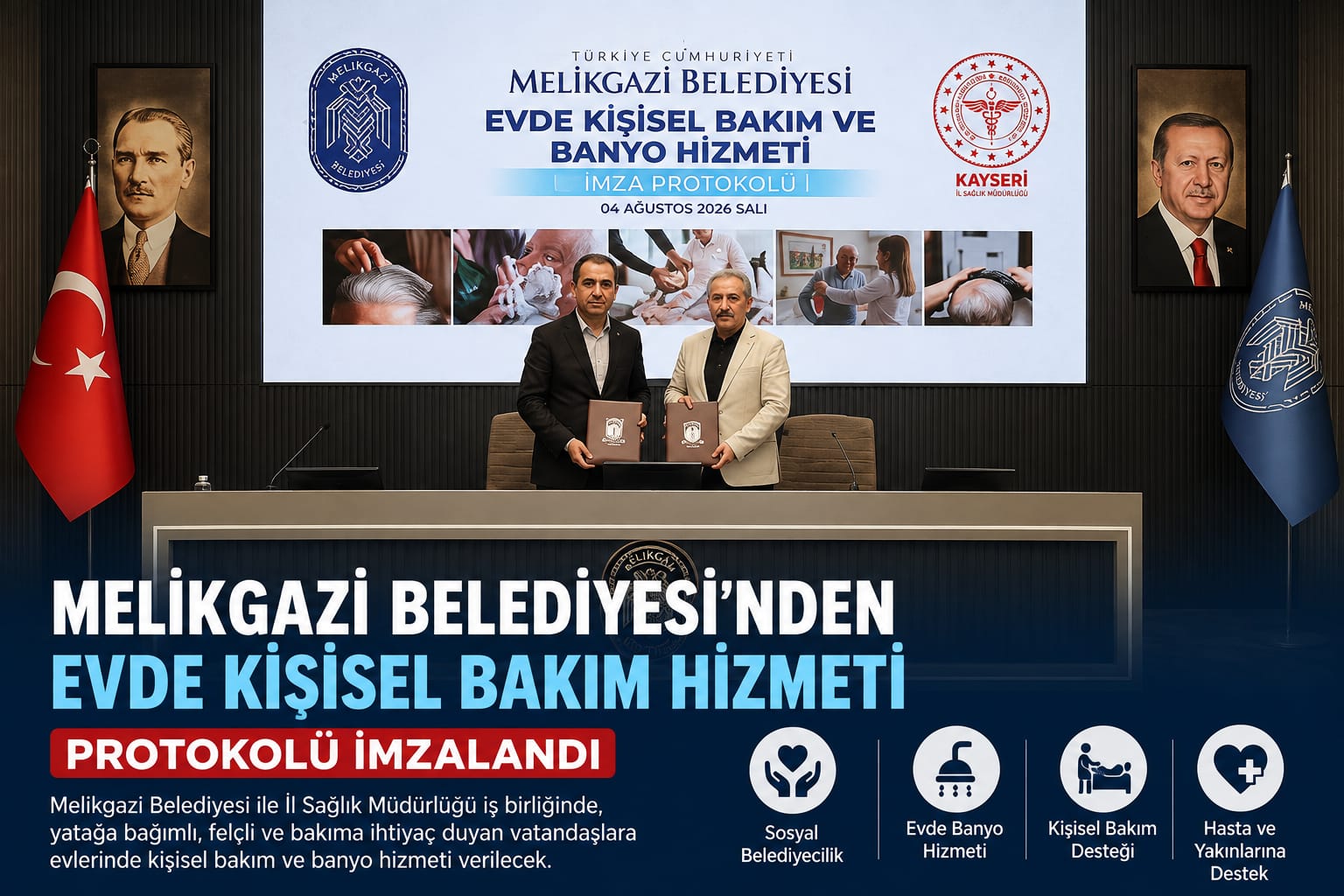 MELİKGAZİ BELEDİYESİ’NDE EVDE KİŞİSEL BAKIM HİZMETİ PROTOKOLÜ İMZALANDI