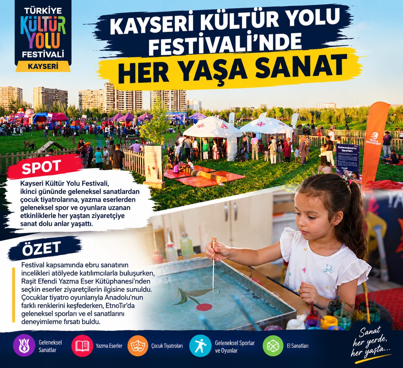 KAYSERİ KÜLTÜR YOLU FESTİVALİ’NDE HER YAŞA SANAT