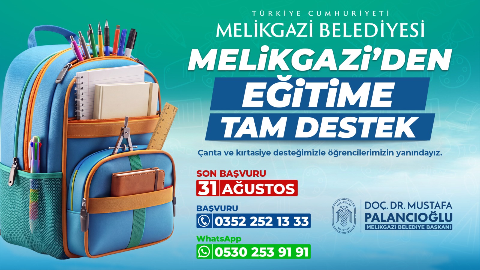 MELİKGAZİ BELEDİYESİ’NDEN ÖĞRENCİLERE KIRTASİYE DESTEĞİ