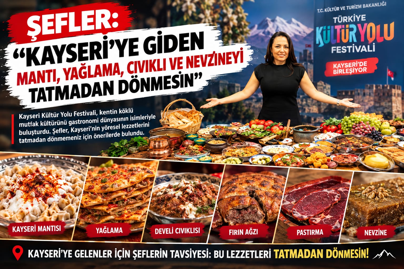 ŞEFLER: “KAYSERİ’YE GİDEN MANTI, YAĞLAMA, CIVIKLI VE NEVZİNEYİ TATMADAN DÖNMESİN”