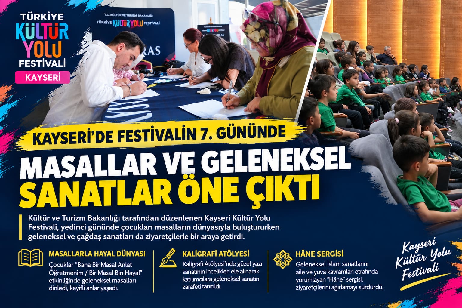 KAYSERİ’DE FESTİVALİN 7. GÜNÜNDE MASALLAR VE GELENEKSEL SANATLAR ÖNE ÇIKTI