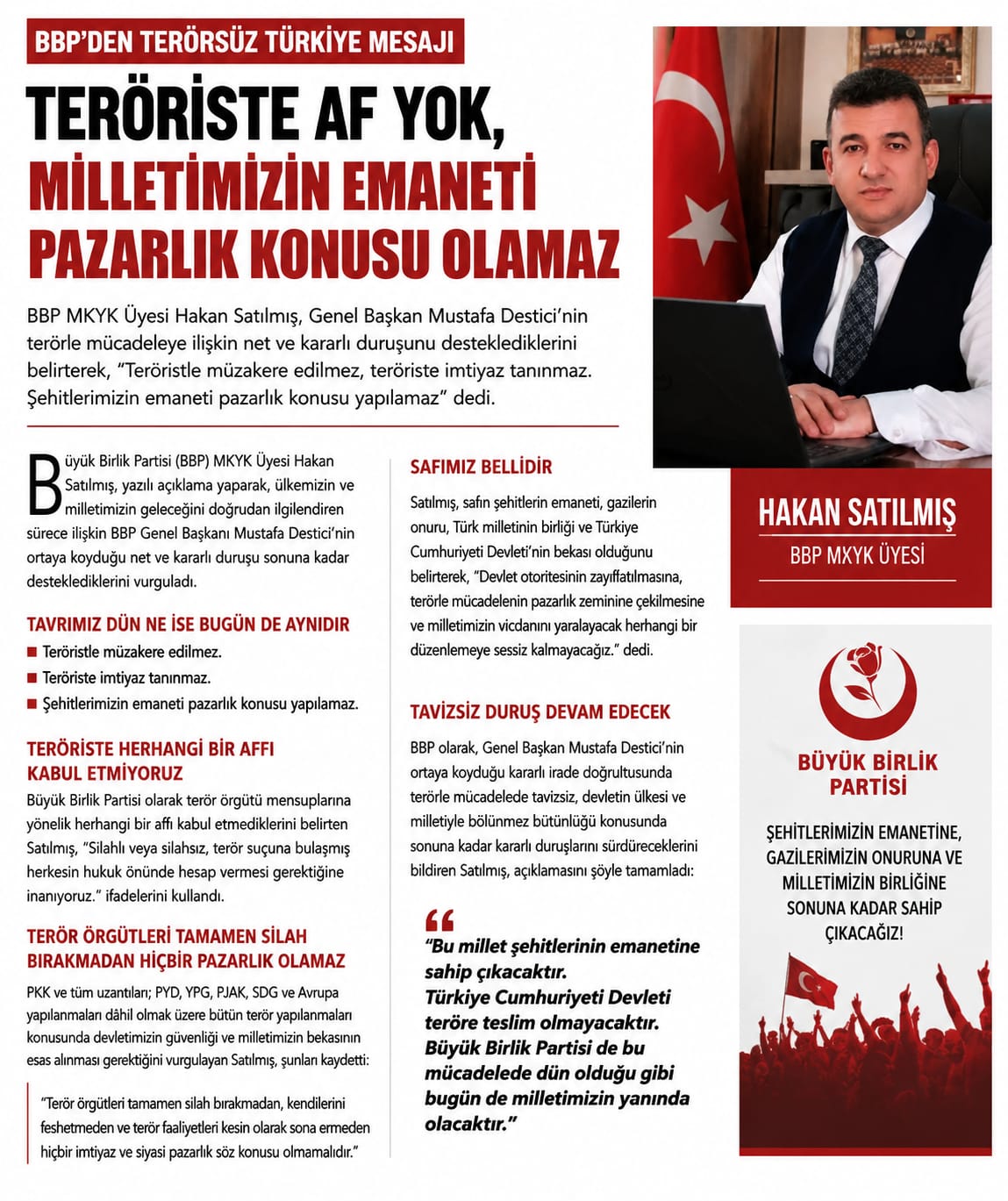 Teröristle müzakere edilmez.