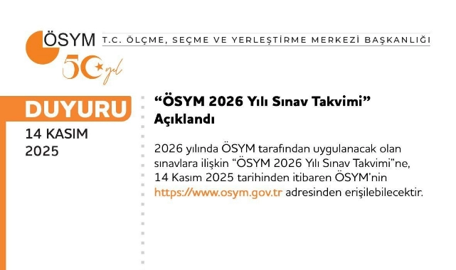 ÖSYM TAKVİMİ AÇIKLANDI